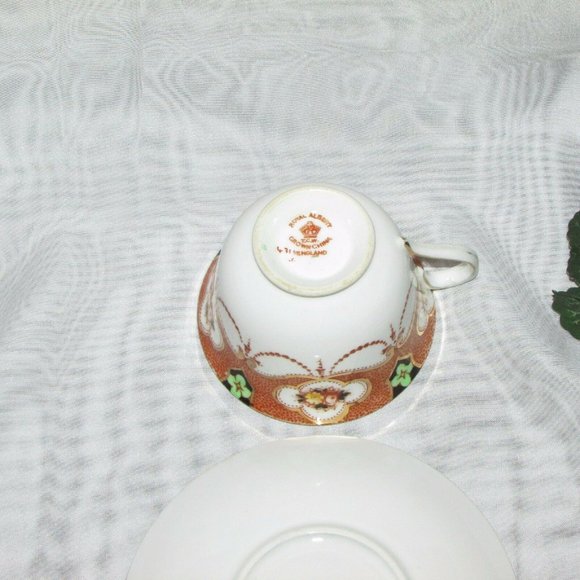 Antique Royal Albert Crown China Cup & Saucer Imari Style Cottagecore Vintage - Picture 8 of 13